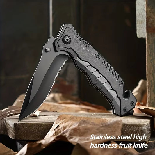 Tactical Folding Knife – Emergency Glass Breaker & Seatbelt Cutter | Survival & EDC Tool