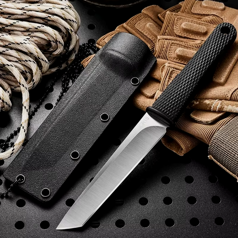 2024 Outdoor Camping Small Straight Knife with Sheath - 9CR18 Steel Fixed Blade Knife for EDC and Survival