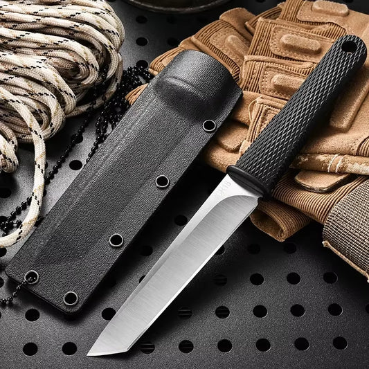 2024 Outdoor Camping Small Straight Knife with Sheath - 9CR18 Steel Fixed Blade Knife for EDC and Survival