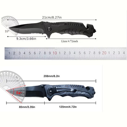 Tactical Folding Knife – Emergency Glass Breaker & Seatbelt Cutter | Survival & EDC Tool