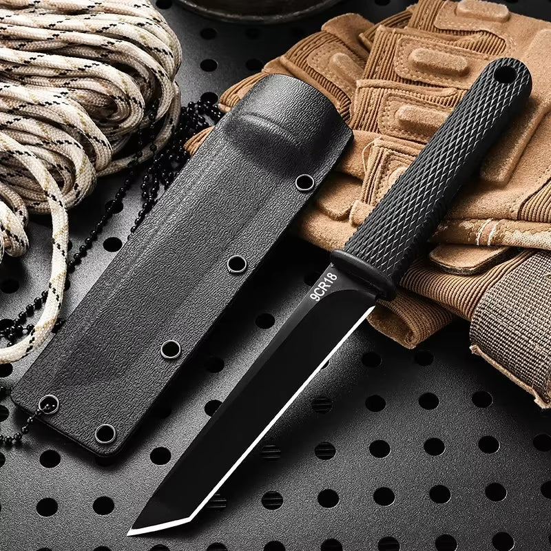 2024 Outdoor Camping Small Straight Knife with Sheath - 9CR18 Steel Fixed Blade Knife for EDC and Survival