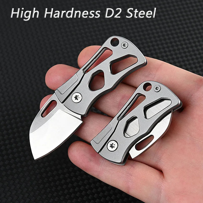 Mini D2 Steel Folding Knife – High Hardness, EDC Pocket Blade, Keychain-Ready Outdoor Tool